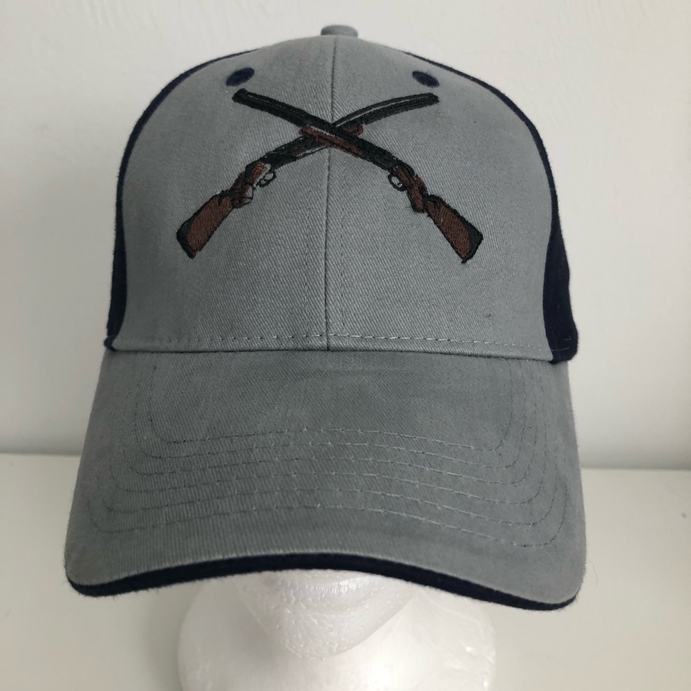 Otto Gray and Navy Blue Baseball Cap with Crossed Shotguns Embroidery